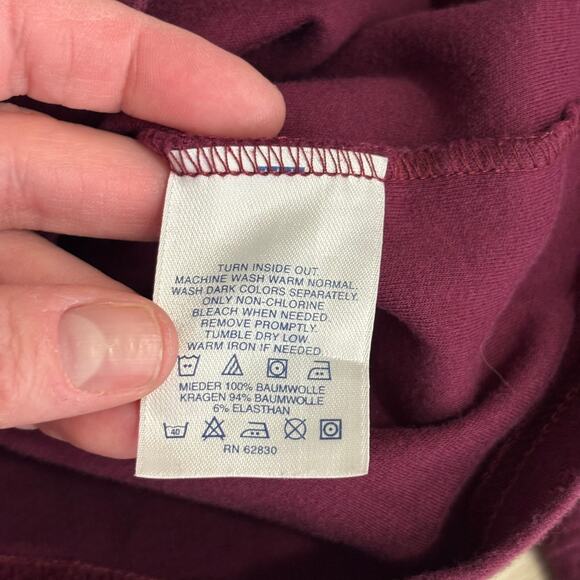 Lands End Turtleneck Women Medium Tall Burgundy Cotton Mock Shirt Base Layer - Picture 12 of 12